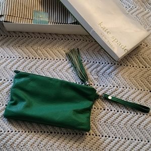 Kate Spade Wristlet Green Leather